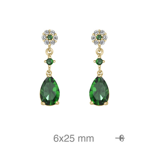 PENDIENTES PLATA B.ORO+e ZTAS ESMERALDA