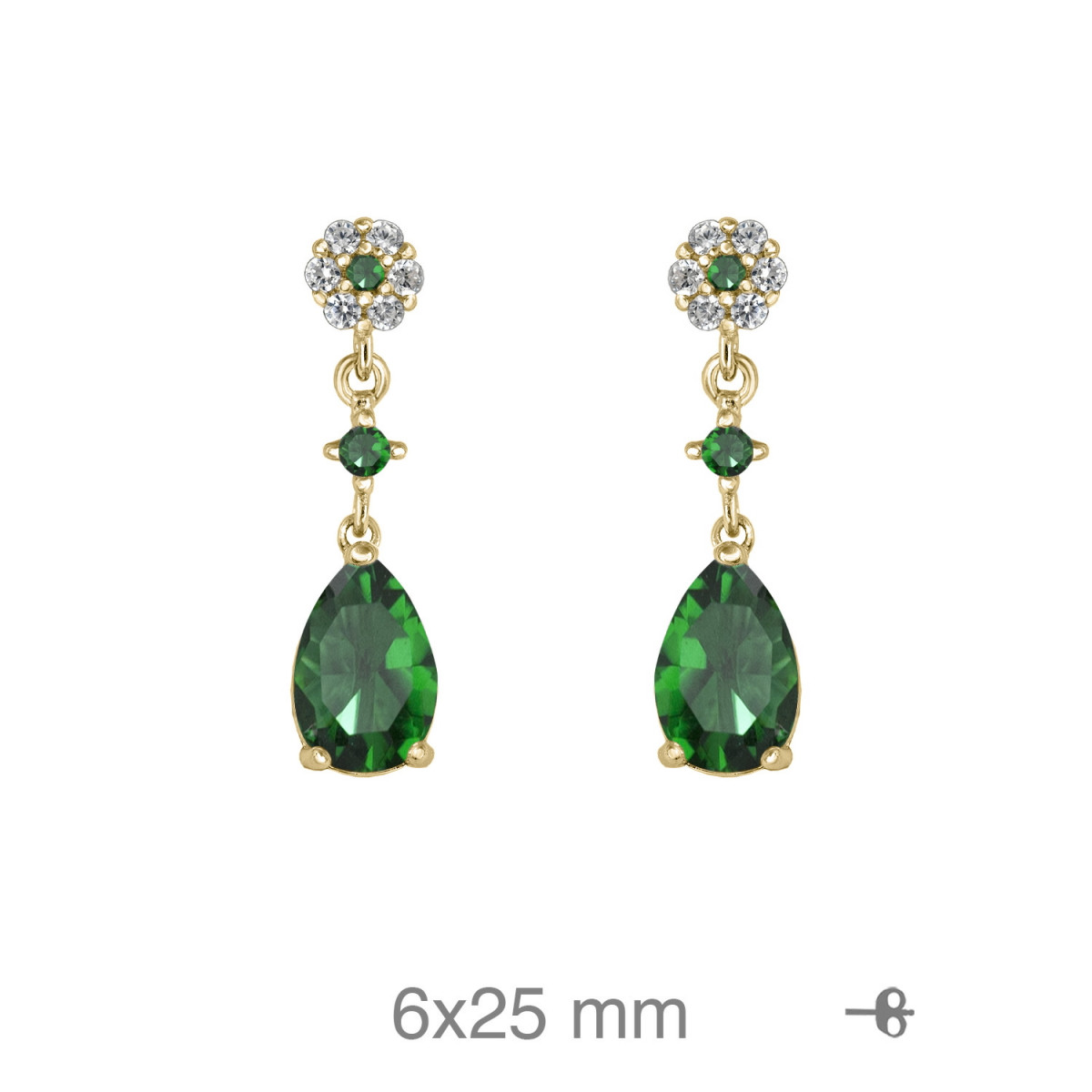 PENDIENTES PLATA B.ORO+e ZTAS ESMERALDA