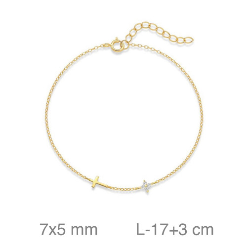 PULSERA PLATA B.ORO CRUZ CIRCONITA