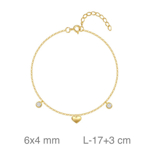 PULSERA PLATA B.ORO CORAZON CHATONES