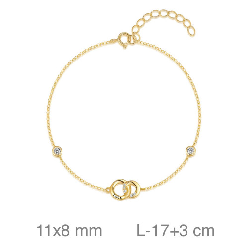 PULSERA PLATA B.ORO CIRCULOS CHATONES