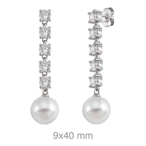 PENDIENTES PLATA PERLA CIRCONITAS