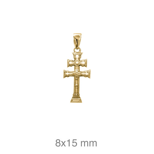 CRUZ PLATA B.ORO+e CARAVACA 8X14 MM