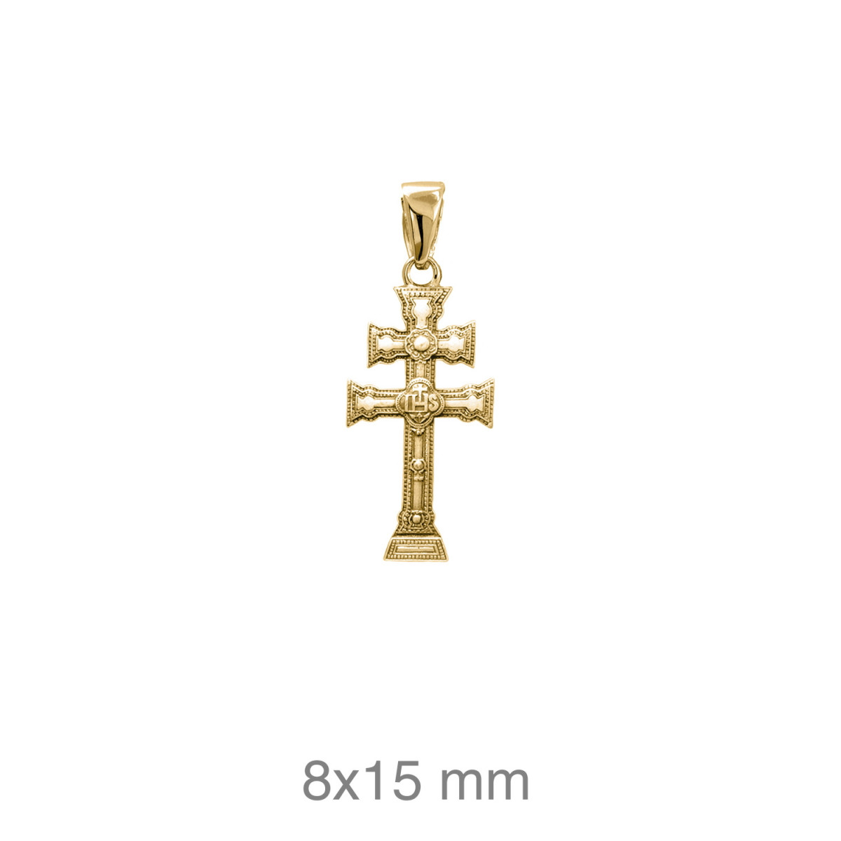 CRUZ PLATA B.ORO+e CARAVACA 8X14 MM