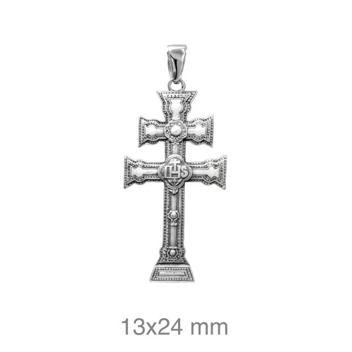 CRUZ PLATA CARAVACA 13X24 MM