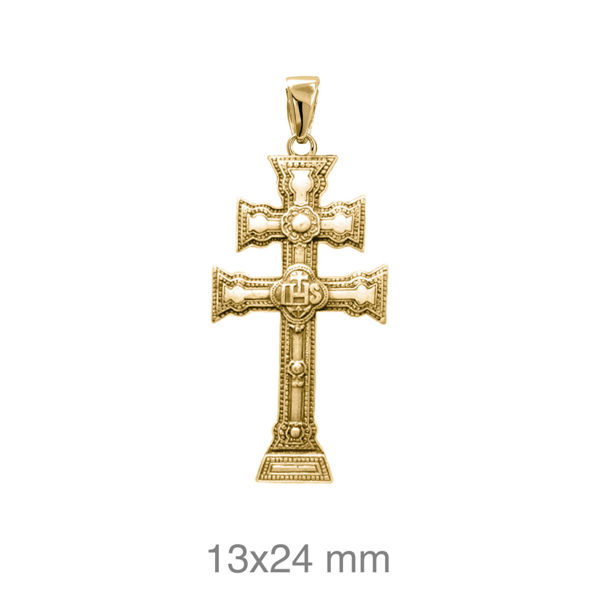 CRUZ PLATA B.ORO+e CARAVACA 13X24 MM