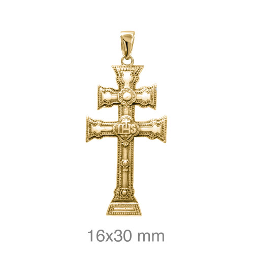 CRUZ PLATA B.ORO+e CARAVACA 16X30 MM