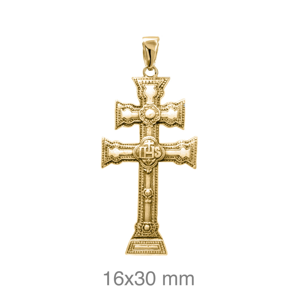 CRUZ PLATA B.ORO+e CARAVACA 16X30 MM