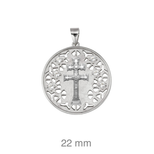 CRUZ PLATA CARAVACA 6 CIRCONITAS 22 MM