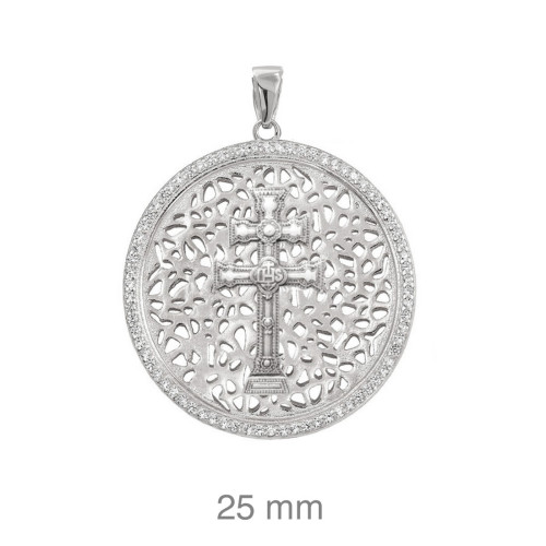 CRUZ PLATA CARAVACA CIRCONITAS 28 MM