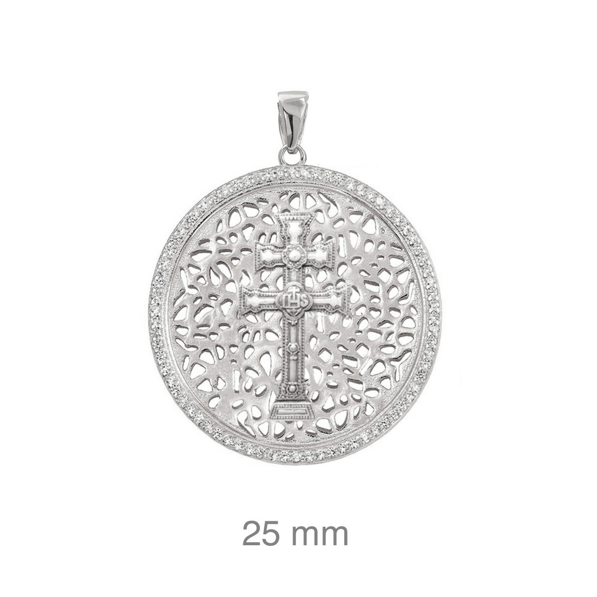 CRUZ PLATA CARAVACA CIRCONITAS 28 MM