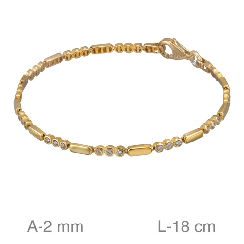 PULSERA PLATA B.ORO 1 µM CIRCONITAS